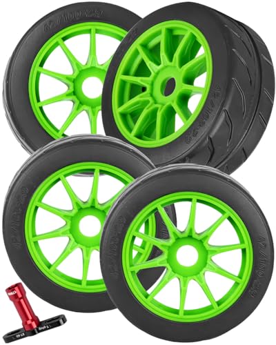 RC Rubber Wheels RC Tires for 1/7 Infraction 6S BLX,1/8 Typhon 6S BLX,Limitless,Highway Wheels Soft Tires Truck Tire Highway Tires,4PCS Green - color: Green(4pcs)