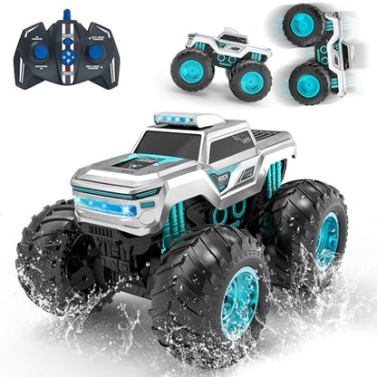 Amphibious Remote Control Car Monster Truck Toys, 1:16 Waterproof RC Cars 4WD, All Terrain Pick-up Truck Car Toy for Boys Kids Birthday Age 6 7 8 9 10 11 12+