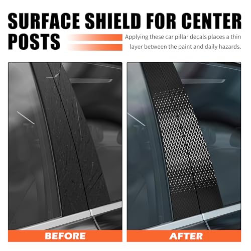 2PCS Car B Pillar Sticker Decal,Stylish Carbon Fiber Texture Car Pillar Decals for B-Column Protection,Waterproof Door Pillars Decals Kit Cars Exterior Accessories with Squeegee