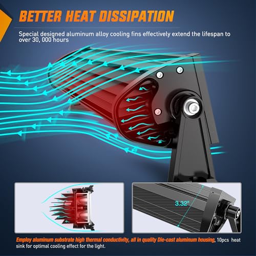 Nilight 52Inch 300W Curved Spot Flood Combo Led Light Bar Off Road Driving Boat Fog Lights 12V On/Off 5 Pin Rocker Switch Power 12AWG Wiring Harness Kit-1 Lead for Trucks - size: 52Inch 300W Light Bar +Wiring Harness