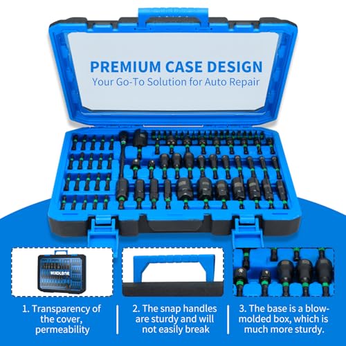74PC Magnetic Nut Driver Set, Metric/SAE for Impact Drivers | Cr-V Nut Drivers, S2 Steel Bits, Socket Adapters, Wing Nut Driver, Quick Release Extension and Clear Lid Storage Case for DIY