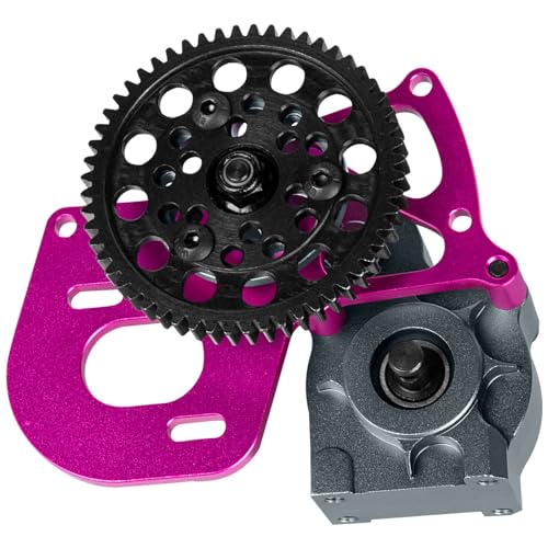 Aluminum Transmission Gearbox Upgrades Part for 1/10 SCX10, SCX10 II 90046,90047,Wraith,AX10 RC Crawler Truck,Center Transmission Gearbox Hops up,Pink with Titanium - color: Pink With Titanium(for 1/10 Axial)