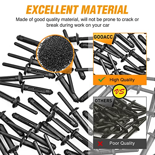 GOOACC 50Pcs 1/4" Hole Nylon Blind Rivets Fender Flare Bumper Door | Trim Plastic Rivet Retainer Compatible with Chrysler 6501559, 6506007AA GM 10184895 Ford N803862-S - color: 50Pcs 1/4" Hole Retainer