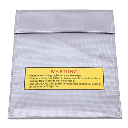 Alomejor RC Lipo Battery Bag Fire Storage for Charging Compatible with Various Aircraft Batteries 18x23cm (Silver) - size: Silver