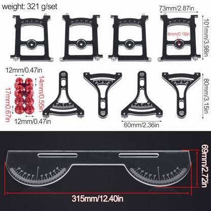 Aluminum Multi-Functional 1/10 RC On Road Car Alignment Tool Set– Camber/Toe/Slip Angle Gauge, Suspension Tuning Setup Gauge, Ultimate Suspension & Steering Adjustment Tool (Red Set) - color: Red Set