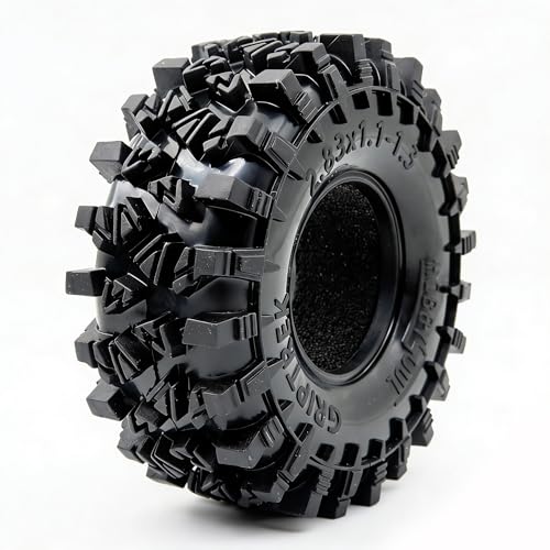 HOBBYSOUL 1.3" RC Crawler Tires - 72mm Griptrek 4-Pack Fits TRX4M SCX24 | Super soft sticky mud tires with foam inserts, upgrade for 1/18 TRX4M High Trail & 1/24 micro off-road RC crawlers