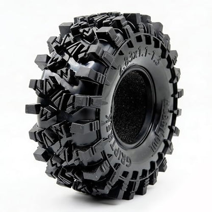 HOBBYSOUL 1.3" RC Crawler Tires - 72mm Griptrek 4-Pack Fits TRX4M SCX24 | Super soft sticky mud tires with foam inserts, upgrade for 1/18 TRX4M High Trail & 1/24 micro off-road RC crawlers