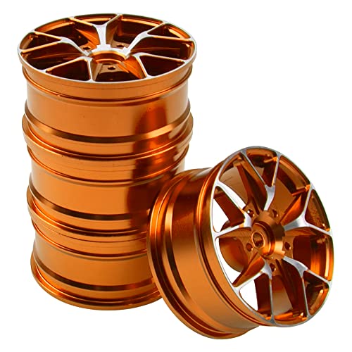 ShareGoo Metal Wheel Rims RC 12mm Hex Hubs 1/10 RC Drift On-Road Racing Touring Wheel Rim Compatible with HSP Tamiya Kyosho RedCat Sakura WLtoys Universal 1/10 RC Scales (Golden) - color: Golden