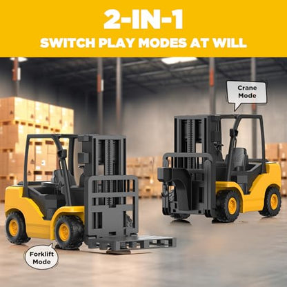 9-Channel RC Forklift, 1:18 Remote Control Forklift Toy for Kids & Adults | Kids RC Forklift with Lights & Sounds, Rubber Tires, Lift & Transport Action, 100-Min Runtime, for Kids 6+ Birthday Gifts - style: Forklift[2026 Version]