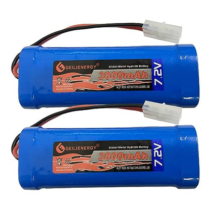 7.2V NiMH High Capacity Battery Pack for RC Cars, RC Aircrafts and Walking Robot (2 Pack 7.2V 3800mAh Batteries)