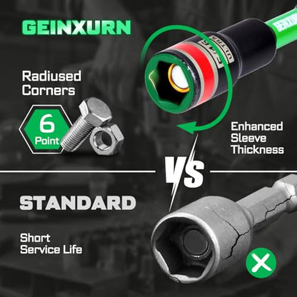 Impact Nut Driver Set, 10 Pieces 6”Long 5/16”6 Point Alloy Steel Magnetic SAE Nut Setter Set Use For Require Installing 1/4 Hex Shank Impact Driver with Case Box - size: 6", style: 5/16"-10pcs