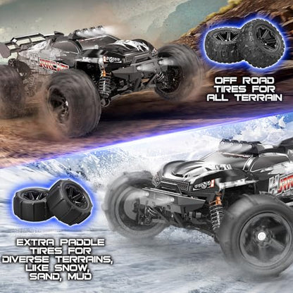 1:14 Scale All Terrain RC Cars for Adults & Boys (HS14323), Max Fast 40+ KPH, 4WD Off-Road RC Truck for Snow & Sand & Mud, 4X4 Waterproof Remote Control Car with 2 Rechargeable Batteries - color: Green2