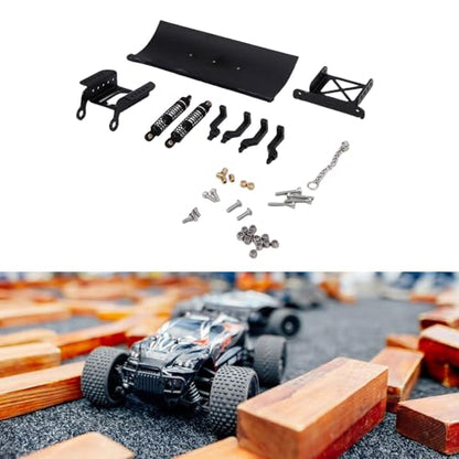 1/18 RC Metal Snow Plow, Alloy Replacement Snow Plow, Hydraulic Damping for RC Crawler Car with Shock Absorption for Winter Scenes & Obstacle Clearing (Black) - color: Black