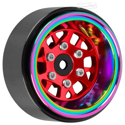 RC 1.3" Beadlock Wheels 1.3 rc Wheels for RC Crawler 1/18 TRX4M,1/24 SCX24,Alloy Aluminium 1.3 Beadlock Wheels 1.3 rc Rims,4pcs,Red - color: Red(4pcs)