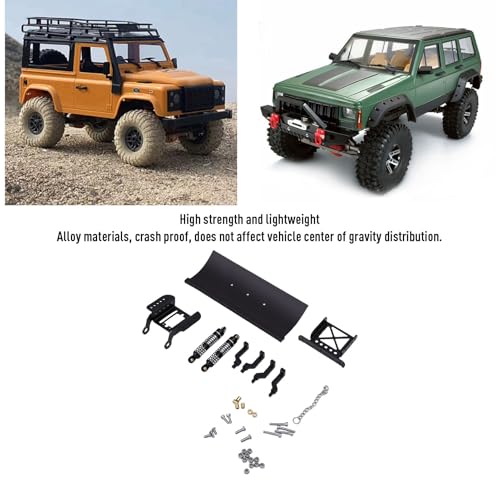 Zunate 1/18 Scale RC Metal Snow Plow Replacement for Crawler, Alloy Front Shovel with Shock Absorption for Winter Scenes & Obstacle Clearing (Black) - color: Black