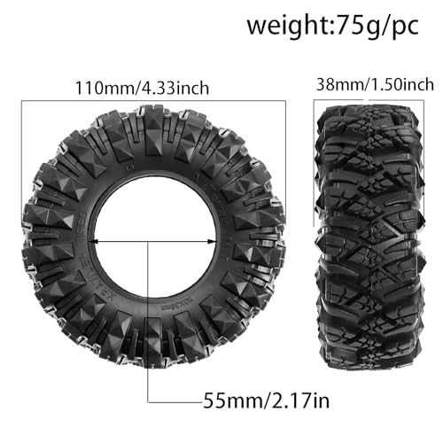 STMU 1.9 RC Crawler Tires 4.33 Inch OD Foam Inserts for Traxxas TRX4 Axial SCX10 SCX10 II III RBX10 Redcat Gen 8 (1.9) - color: 1.9