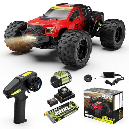 1/14 Brushless RC Cars, Monster Truck, RC Truck, 50+ MPH, 4WD, Waterproof, Red, Ages 8+ - color: Red