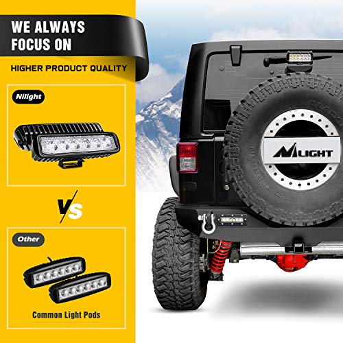 Nilight - JK-52A Rear Bumper Compatible for 2007-2018 Wrangler JK,Rock Crawler Bumper with Hitch Receiver & 2X Upgraded 18W LED Lights Off Road Textured Black - color: Rear Bumper
