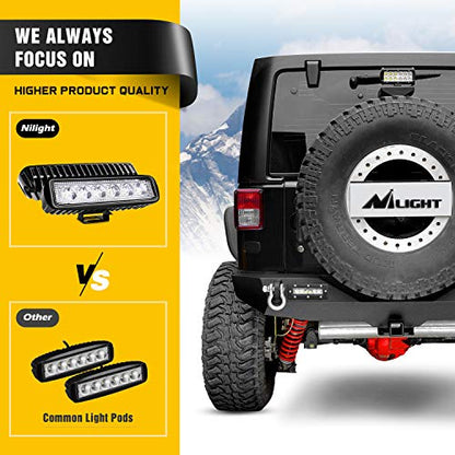 Nilight - JK-52A Rear Bumper Compatible for 2007-2018 Wrangler JK,Rock Crawler Bumper with Hitch Receiver & 2X Upgraded 18W LED Lights Off Road Textured Black - color: Rear Bumper