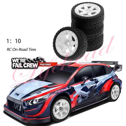 Lifehead 67mm RC On-Road Rally Car Tires and Wheels for 1/10 RC On-Road Touring Drift Car HSP Tamiya XV01 TT01 TT02B HPI Kyosho FAZER MK2 /12mm Hex - color: White a