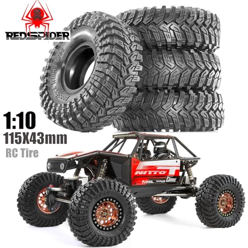 REDSPIDER • Rubber 1.9'' Crawler Tires 1/10 RC Crawler Tires OD 4.53'' for 1/10 RC Crawler Car TRX4 TRX6 Axial SCX10 90046 SCX10 III AXI03007 Tamiya CC01 D90 D110