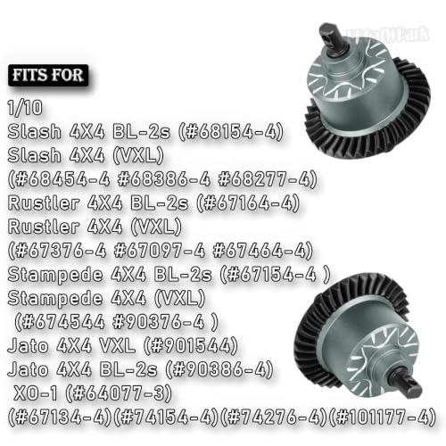 Front Rear 37T Differential Gear Upgrades Part for 1/10 Slash 4X4 (VXL)/Rustler 4X4 (VXL)/Stampede 4X4 (VXL)/Jato 4X4 (VXL) 4WD,XO-1,RC Steel #45 Diff Set Hop Ups,Titanium - color: Titanium - (37t Differential)