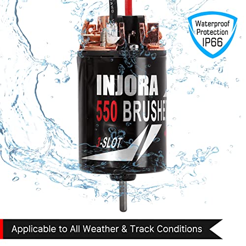 INJORA 550 Brushed Motor Waterproof 3-Slot 23T Motor for 1/10 Scale RC Car Crawler Truck Buggy Axial SCX10 AXI03007 JL 90046 TRX4 TRX6 (INM09) - size: 23T