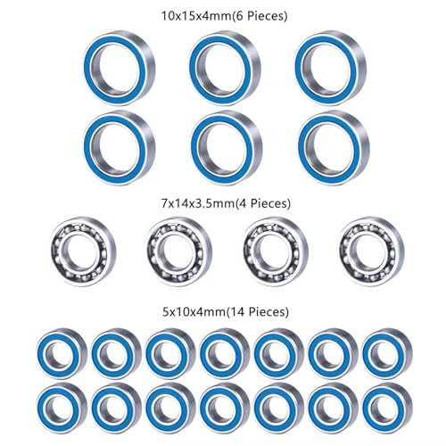 Parts For Element For Enduro For Sendero 1/10 24Pcs Wheel Hub Axle Blue Rubber Sealed Bearing Kit RC Car Truck Model Parts