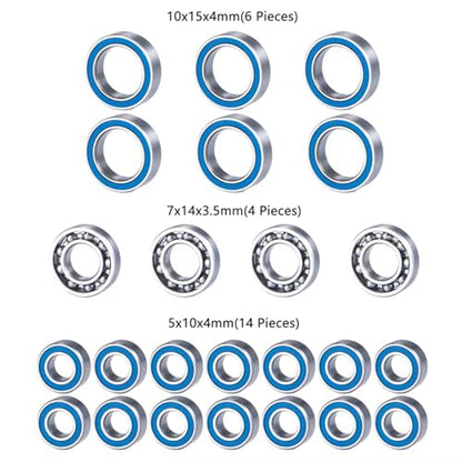 Parts For Element For Enduro For Sendero 1/10 24Pcs Wheel Hub Axle Blue Rubber Sealed Bearing Kit RC Car Truck Model Parts
