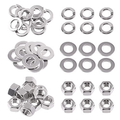 Swpeet 30Pcs SAE 304 Stainless Steel #5/8-11 Hex Nuts and #5/8 Flat Washers with #5/8 Split Lock Washers Assortment Kit, Coarse Thread Hexagon Nut for Home Automotive Shop Use - size: #5/8-11 Hex Nuts & Washers
