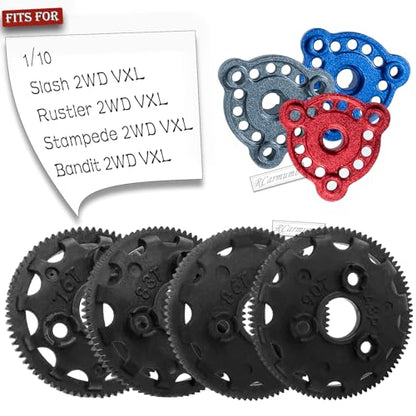 RC 48P 90T Spur Gear w/ 17T 19T 21T & Slipper Clutch Slipper Rebuild Kit Pressure Plate RC Upgrades Part for 1/10 Rustler/Stampede/Bandit 2WD VXL XL-5,Slash 2WD (VXL),Red - color: Red( 1 Set )