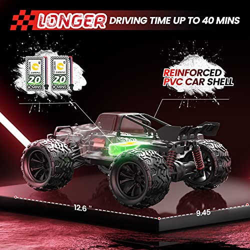 DEERC 9500E 1:16 Scale All Terrain RC Car, 4x4 High Speed 40 KPH RC Truck | 2.4Ghz Remote Control Truck with 2 Batteries, Off-Road Monster Truck for Adults Kids