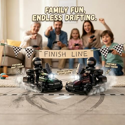 1:43 Scale 3-Wheel Drive RC Drift Car, Full Proportional Steering Servo, High-Speed Drifting, Multifunctional Remote Controller, Optional Knight Rider Figure, Premium Glossy Finish for Adults (GREEN) - color: Green