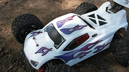 RC car Truck - Tribal Flames - 10pc Body Decal kit - Universal for Arrma Losi HPI Axial Traxxas Redcat Tekno 1/10 1/8 Scale Rock Crawler Stickers (Purple/Pink) - color: Purple/Pink