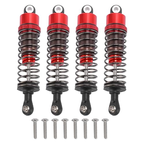 4 PCS Aluminum Alloy RC Shock Absorbers with Hydraulic Oil Damping System for 1/10 Scale RC Cars Off Road Buggy (Red) - color: Red