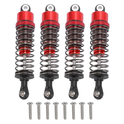4 PCS Aluminum Alloy RC Shock Absorbers with Hydraulic Oil Damping System for 1/10 Scale RC Cars Off Road Buggy (Red) - color: Red