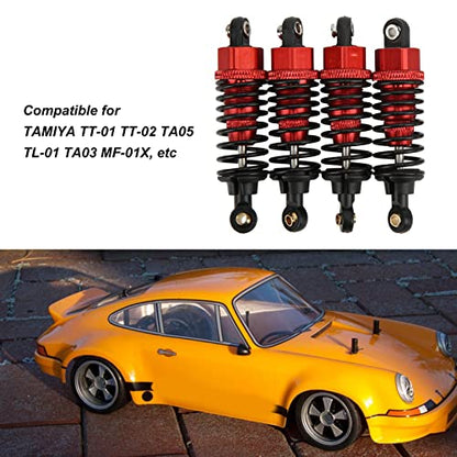 RC Shock Absorber, Aluminium Alloy RC Shock Damper Replacement Threaded Design Practical Accessory Stable and Smooth Damping for TT‑01 TT‑02 TA05 TL‑01 TA03 MF‑01X (Red) - color: Red