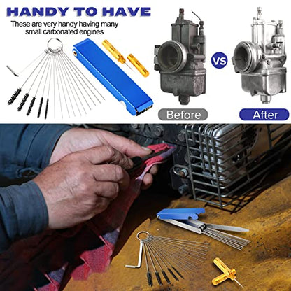 Valchoose Carburetor Cleaning Kit, Multi-Size Jet Clean Tools, 1 Set | 13 Wires,10 Needles,5 Brushes,1 Pick,1 Wrench, Efficiently Removes Carbon Deposits, Fits Motorcycle, ATV, Welder & Airbrush - style: 1 set with 1 needle