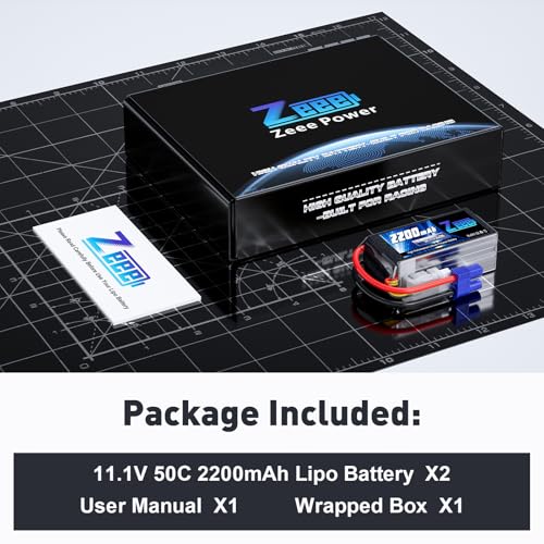 Zeee 3S Shorty Lipo 2200mAh 11.1V Battery 50C Small Pack Battery with EC3 Plug for RC Car Truck RC Vehicles Boat Drone RC Airplane Quadcopter Helicopter FPV Racing Hobby Models(2 Pack)