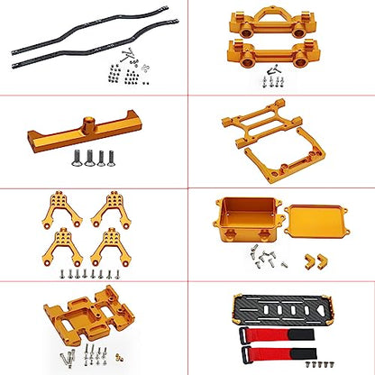 1/10 RC Crawler Carbon Fiber Girder 4MM CNC Metal Car Chassis Frame Body Kit Parts for Axial SCX10 II Rock Off Road Truck (Golden) - color: Golden