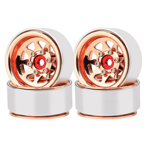 1.0 Beadlock Wheel -3.78mm Offset Wheel Rims for 1/18 1/24 RC Crawler Car Axial AX24 SCX24 FMS FCX24 TRX4M Upgrades (Rose Gold) - color: Rose Gold