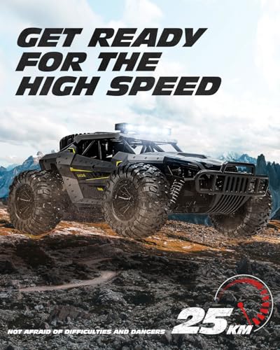 Tecnock RC Truck Car, 20+ KM/H High-Speed 2WD Remote Control Car, 2.4GHz Anti-Interference with Dual LED Headlights, Rechargeable Monster Truck - Ideal Outdoor Backyard Gifts for Boys & Teens - color: Grey