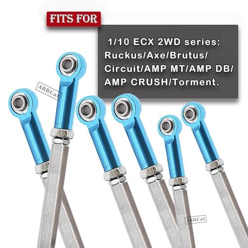 Turnbuckles Camber Links Upgrades Parts for Ecx 1/10 2WD Ruckus Axe Brutus Circuit AMP MT AMP DB AMP Crush K&N Torment,6PCS Aluminum Adjustable Turnbuckles,Replace ECX1046,Blue - color: Blue - Link Set