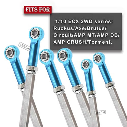 Turnbuckles Camber Links Upgrades Parts for Ecx 1/10 2WD Ruckus Axe Brutus Circuit AMP MT AMP DB AMP Crush K&N Torment,6PCS Aluminum Adjustable Turnbuckles,Replace ECX1046,Blue - color: Blue - Link Set