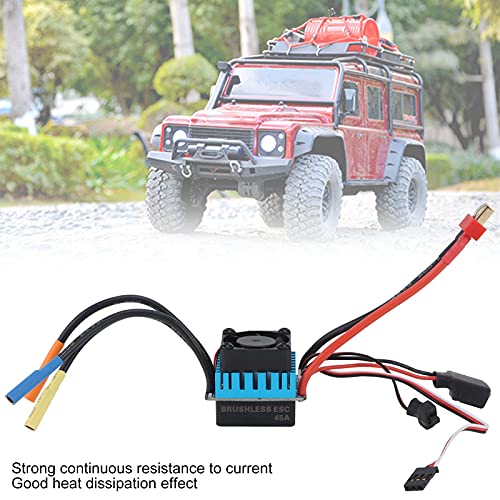 RC Waterproof 45A 4 Poles Sensorless Brushless ESC Speed Controller for 1/10 RC Car, Splash - Proof Electronic Speed Control with Overheat and Low Voltage Protection