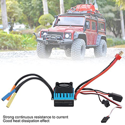 RC Waterproof 45A 4 Poles Sensorless Brushless ESC Speed Controller for 1/10 RC Car, Splash - Proof Electronic Speed Control with Overheat and Low Voltage Protection