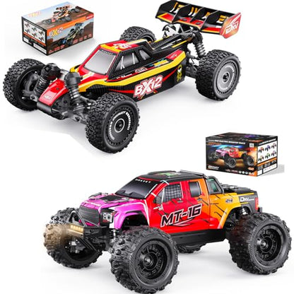 1/16 50MPH Brushless 4WD RC Truck and 1:12 RC BuggyCar Fast Max 50 MPH 4X4,with 3S 2200 mAh Battery Remote Control Cars for Adults for 4WD,for Racetrack & Mud-Red
