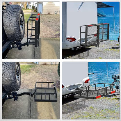 Nilight 60" x 20" x 7.87" Hitch Cargo Carrier | Fits 2-Inch Receiver 500lbs Heavy Duty Capacity Luggage Basket Includes 5/8" Pin Clip, Fold-Up Design for SUV and Pickup Camping Traveling - style: 20"x 60"x 7.87" Hitch Basket