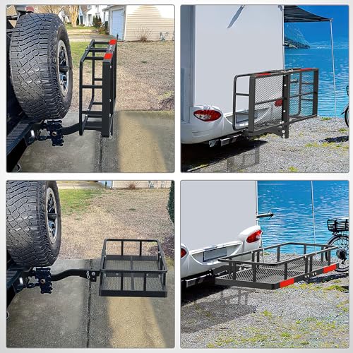 Nilight 60" x 24"x 7.87" Carrier & 5/8" Pin Clip Fits 2-Inch Receiver 500 Lbs Heavy Duty Capacity Luggage Basket Fold Up for SUV Pickup Camping Traveling - style: 24"x 60"x 7.87" Hitch Basket
