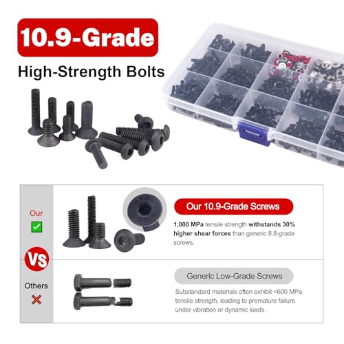 HobbyPark 620pcs RC Screw Kit Screws Assortment Set Hardware RC Repair Tools Kit RC Screwdrivers Hex Drivers for 1/8 1/10 1/12 1/16 Scale RC Car Truck Crawler Buggy Drift Touring
